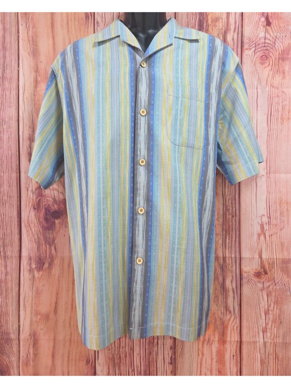 Tommy Bahama Mens Original Fit Silk Blend Button-Up Shirt Medium